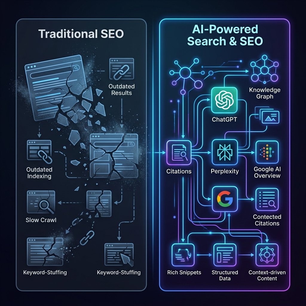 AI SEO vs Traditional SEO Infographic